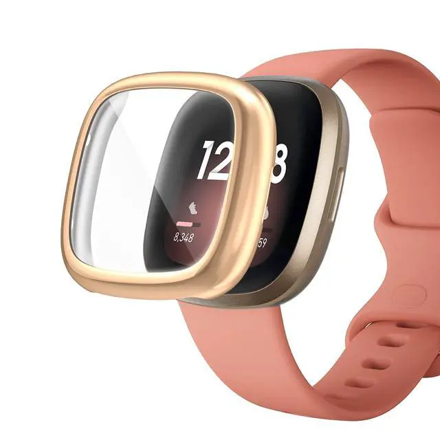 Alt view image 3 of 7 - Compatible with Fitbit Sense 4/Versa 2 Screen Protector Case Soft Plated TPU All Around Scratch-Proof Screen Protector Cover Shockproof case for Fitbit Sense 2/Versa 4 (3pcs)