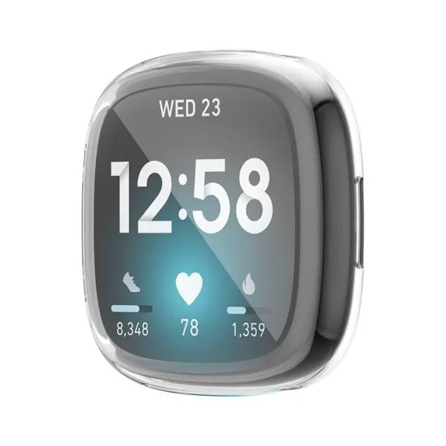 Alt view image 4 of 7 - Compatible with Fitbit Sense 4/Versa 2 Screen Protector Case Soft Plated TPU All Around Scratch-Proof Screen Protector Cover Shockproof case for Fitbit Sense 2/Versa 4 (3pcs)