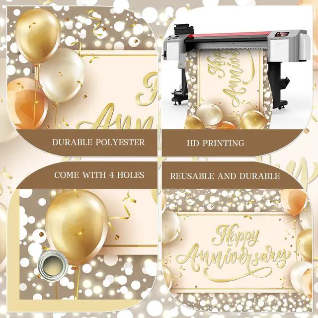 Alt view image 5 of 6 - Happy Anniversary Backdrop Banner Pink Gold Glitter Photography Background for Wedding Couples Party Decor 72x43 Inch