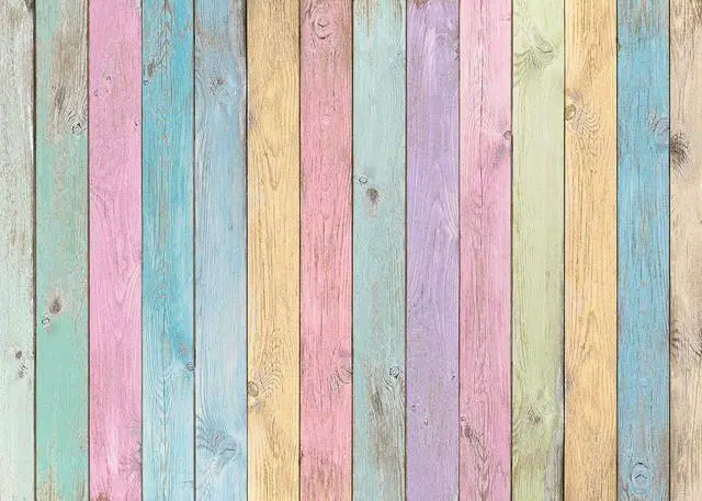 Main image of Colorful Wood Photography Backdrops Easter Pastel Rustic Rainbow Wood Spring Background Girls Boys Kids Baby Portrait Baby Shower Birthday Party Decorations Photo Props (7x5FT)