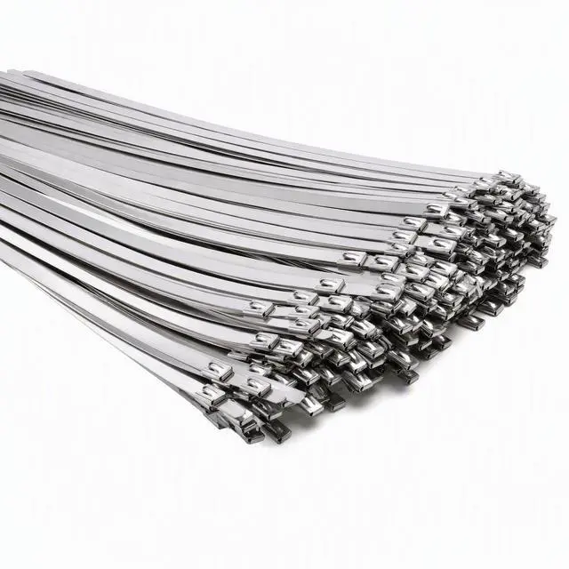 Main image of 150 Pcs Metal Zip Ties 11.8 Inch 304 Stainless Steel Zip Ties Heavy Duty Self Locking Cable Tie for Chain Link Fence Exhaust Wrap Weather Resistant Fence Tie for Garden Outdoor Pipe Repair