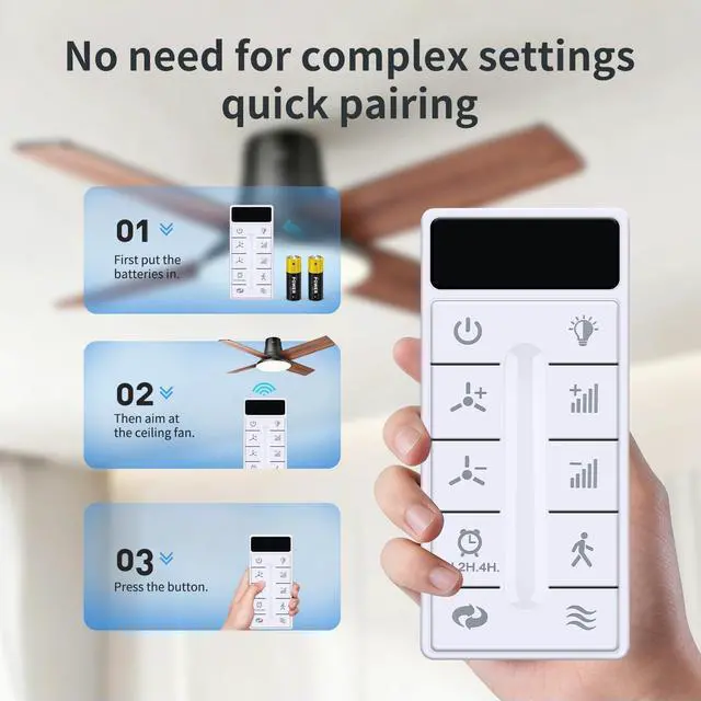 Alt view image 4 of 7 - Remote for Wisful/KOWNPY HZY-SM21001/HZY-SM21003 52" Ceiling Fan | Easy pairing,Responsive control,for HZY-SM21004 HZY-SM21009 HZY-SM21010