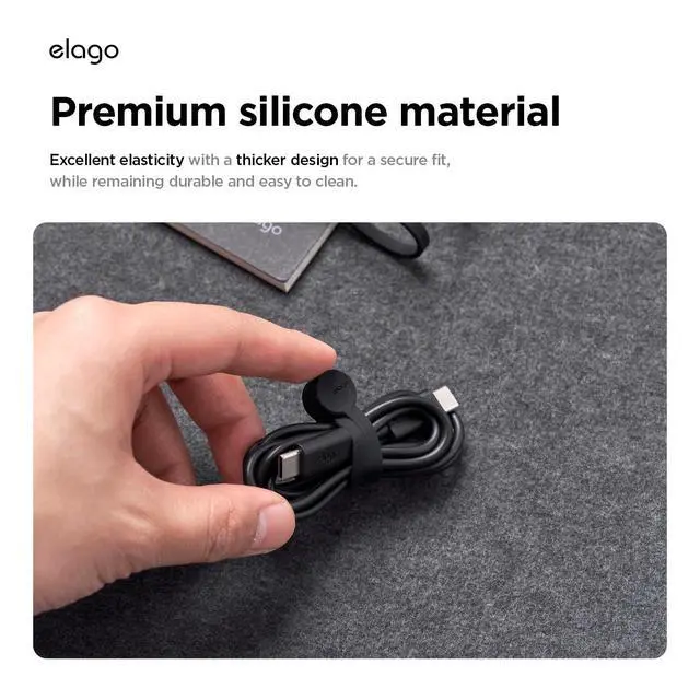 Alt view image 5 of 6 - 3 Pack Magnetic Cable Ties | Premium Silicone Cord Organizer, Reusable Strong Magnet Cable Organizer, Elegant Desk Management Solution (Black)