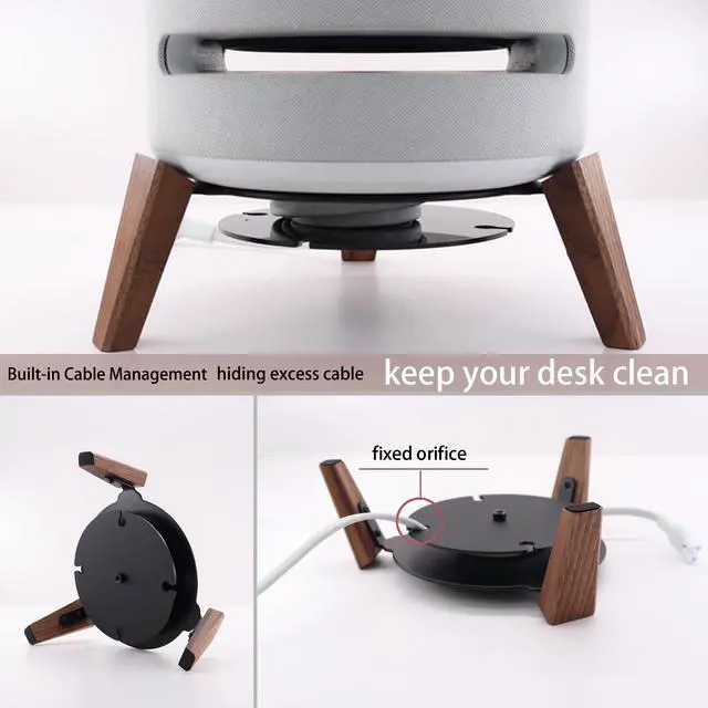Alt view image 3 of 6 - Wooden Stand for Echo Studio and Homepod 2nd/1st Gen Smart Speaker, Stable Desktop Mount for Better Sound and Home Decoration (Black Walnut)