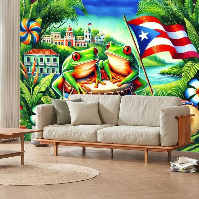 Alt view image 3 of 7 - Puerto Rico Backdrop Puerto Rican Flag 8x6ft | Puerto Rico Party Backdrop with Puerto Rican Flag for Cultural Festival Indoor Outdoor Photo Booth Decoration