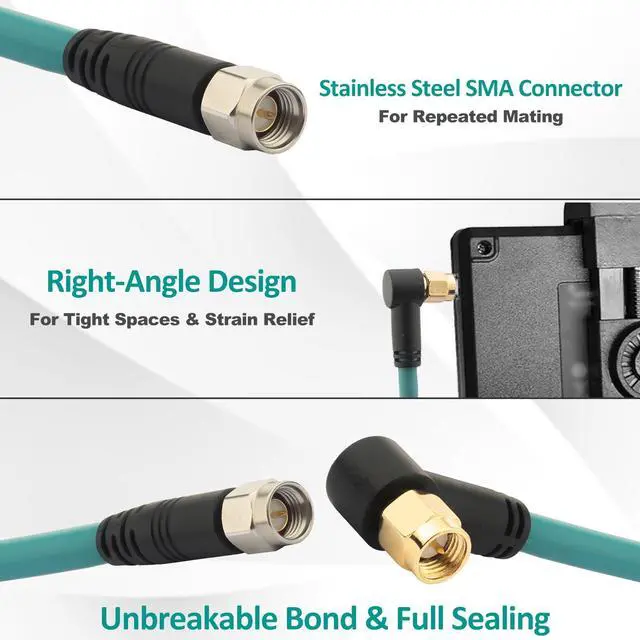 Alt view image 2 of 6 - 3FT 2-Pack SMA Male to SMA Male RG142 Coaxial Cable Jumper 50 Ohm