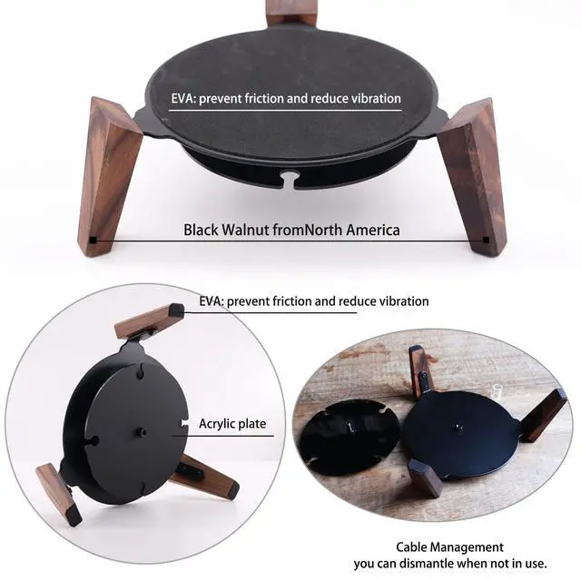Alt view image 5 of 6 - Wooden Stand for Echo Studio and Homepod 2nd/1st Gen Smart Speaker, Stable Desktop Mount for Better Sound and Home Decoration (Black Walnut)