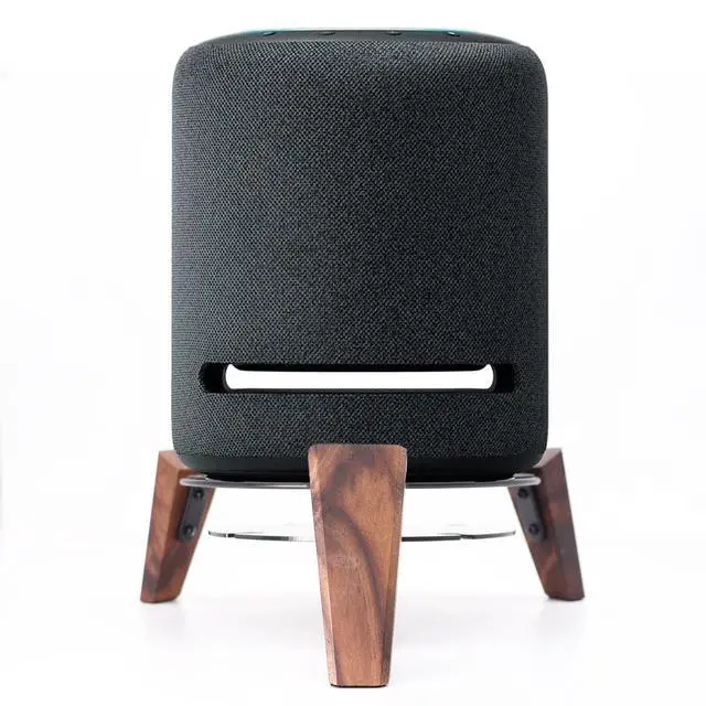 Alt view image 6 of 6 - Wooden Stand for Echo Studio and Homepod 2nd/1st Gen Smart Speaker, Stable Desktop Mount for Better Sound and Home Decoration (Black Walnut)