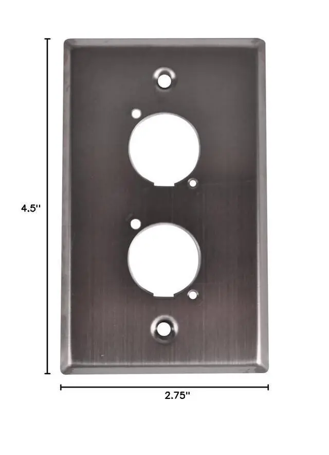Alt view image 4 of 4 - SA-PLATE43 Stainless Steel Wall Plate Dual "D" Size Connectors for Cable Installation