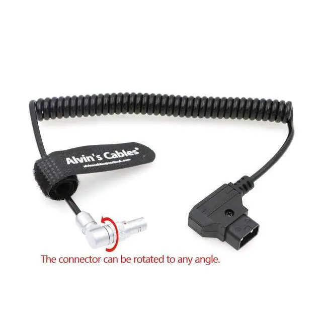 Alt view image 2 of 6 - Rotatable Right Angle 2 pin to D tap Coiled Power Cable for VAXIS 1000S Transmitter 9 O'clock Direction 2 Pin