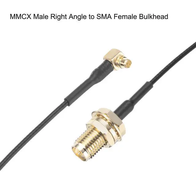 Alt view image 2 of 3 - 4Pcs MMCX Male Right Angle to SMA Female Bulkhead,Pigtail Antenna Coaxial RF1.37 Low Loss Cable,RF Coaxial Connector,8inch