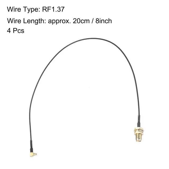 Alt view image 3 of 3 - 4Pcs MMCX Male Right Angle to SMA Female Bulkhead,Pigtail Antenna Coaxial RF1.37 Low Loss Cable,RF Coaxial Connector,8inch