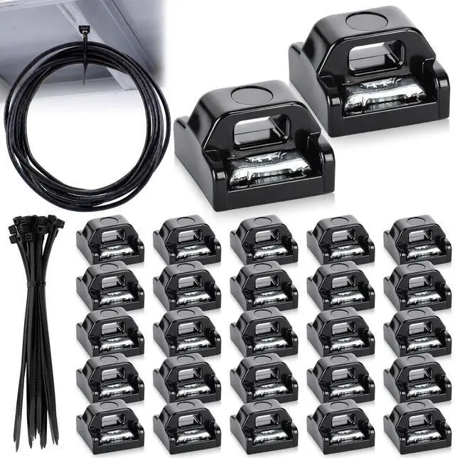 Main image of 25 Sets Magnetic Zip Tie Mounts with Nylon Cable Ties, Mini Magnet Base Wire Holder Clips, Reusable Multipurpose Cord Management Organizer for Home Office Marine Desk