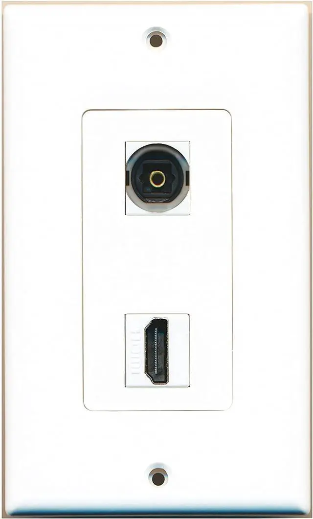 Main image of 1 Toslink Digital Audio Port and 1 HDMI Port Wall Plate Decorative White