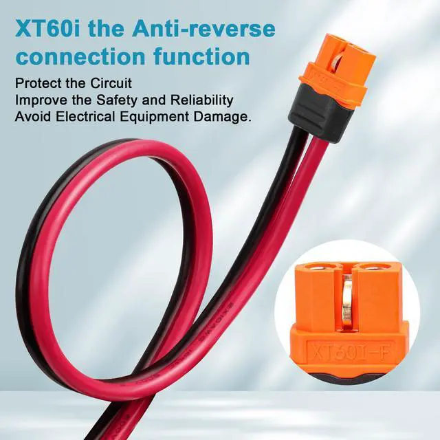 Alt view image 2 of 7 - XT60i to O Ring Terminal Cable 10 AWG 5FT XT60i Female to O Ring Connector XT60i-F Extension Cable for Portable Power Station Solar Generator