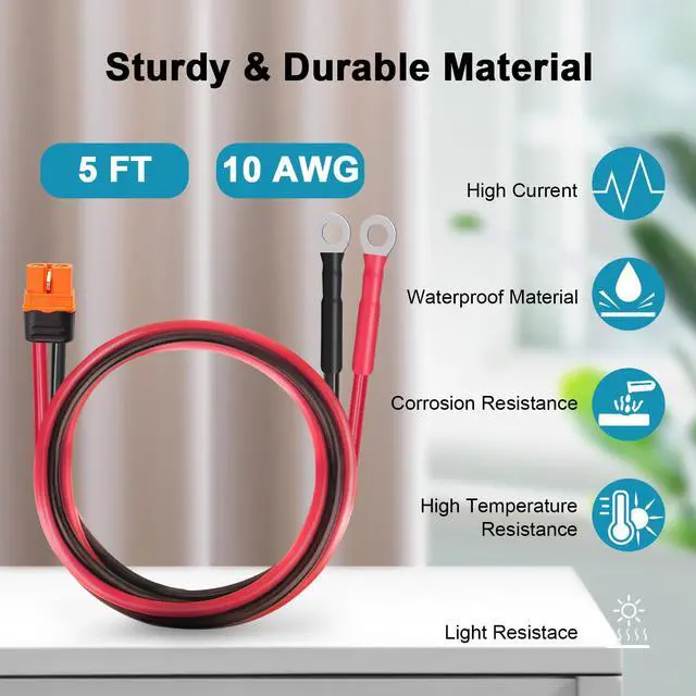 Alt view image 5 of 7 - XT60i to O Ring Terminal Cable 10 AWG 5FT XT60i Female to O Ring Connector XT60i-F Extension Cable for Portable Power Station Solar Generator