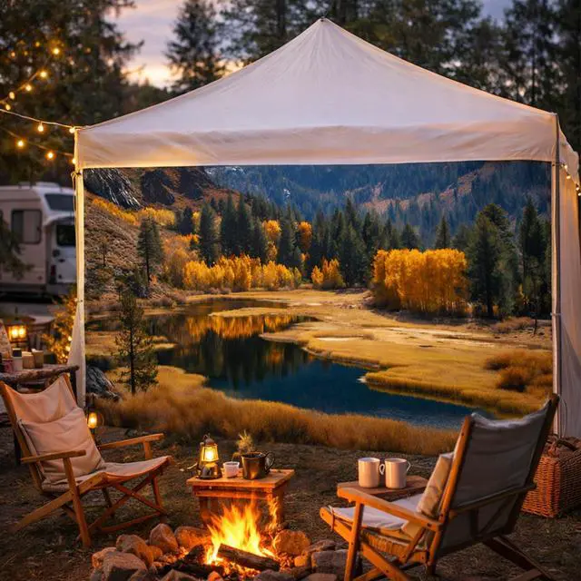 Alt view image 2 of 7 - Autumn Canopy Sidewall 6x8 ft, Nature Landscape Privacy Replacement Wall for Pop Up Canopy Tent, UV Blocking Outdoor Curtain with Grommets & Tie Ropes, Patio Backyard Wedding Party