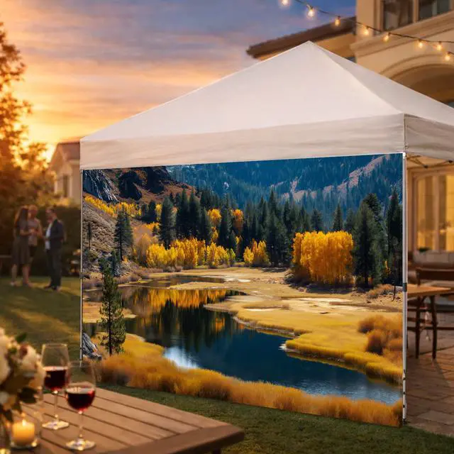 Alt view image 4 of 7 - Autumn Canopy Sidewall 6x8 ft, Nature Landscape Privacy Replacement Wall for Pop Up Canopy Tent, UV Blocking Outdoor Curtain with Grommets & Tie Ropes, Patio Backyard Wedding Party