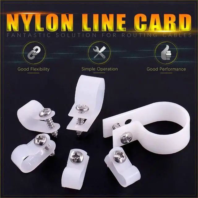 Alt view image 6 of 7 - 135 Pack 6 Sizes White Nylon Plastic R-Type Cable Clips Clamp Assortment Kit, 1/4" 5/16" 3/8" 1/2" 3/4" 1" Nylon Screw Mounting Cord Fastener Clips with 135 Pack Screws for Wire Management