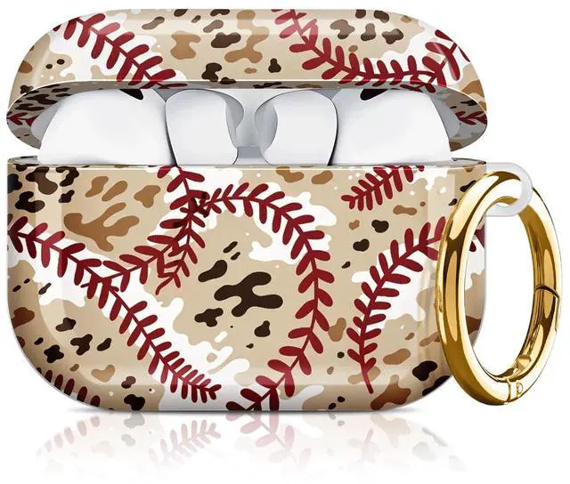 Main image of Compatible with AirPod Pro 3 Case 2025,Shockproof Hard Protective Case,Wireless Charging Compatible, Trendy Elegant Design Cover for Women Men(Baseball Stitch Leopard)