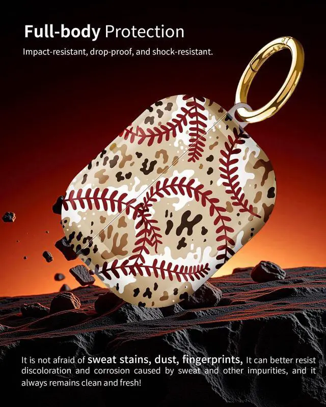 Alt view image 2 of 6 - Compatible with AirPod Pro 3 Case 2025,Shockproof Hard Protective Case,Wireless Charging Compatible, Trendy Elegant Design Cover for Women Men(Baseball Stitch Leopard)