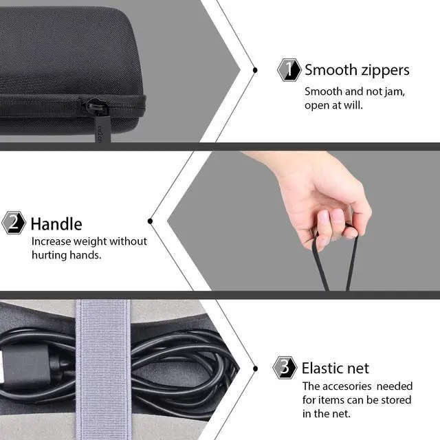 Alt view image 4 of 6 - Hard Travel Case for 3 Ultra 4th Gen/Plus Edition Bluetooth Speaker | Cable Storage Space, Organized Design For Accessories, Travel Protective Storage Bag with Hand Strap