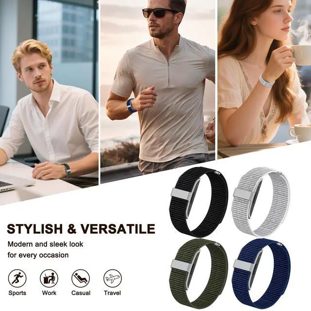 Alt view image 6 of 6 - 4 Pack Nylon Bands for Hume Band Replacement Strap 1.0, Soft Breathable Fitness Tracker Hume Health Bands Loop Sport Replacement Wristband for Hume Health Band 1.0 for Men Women Workouts Sleep Daily