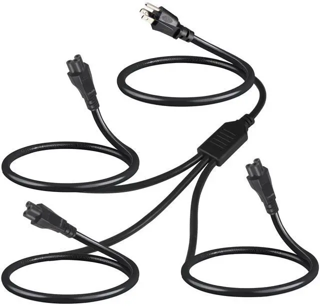 Main image of Triple C5 Splitter Power Cord 6FT, NEMA 5-15P to 3X IEC 60320 C5 Female, 1 Outlet to 3 Devices AC Power Cable, Cloverleaf Y Splitter Cord for Laptop Chargers, Monitors, Printers & Projectors