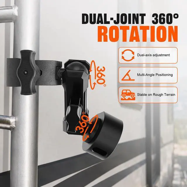 Alt view image 4 of 7 - Starlink Mini Clamp Mount 2026/2025/2024 New Upgraded, Aluminum Alloy Arm with Dual Adjustable Ball Head, Upgrade Star Link Mini Pipe Adapter Fits 0.7"-1.75" Tubes for RV, Boat,Pole,Guardrail,Camper