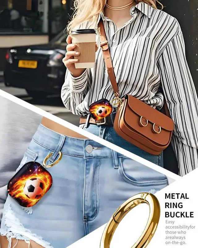 Alt view image 4 of 6 - Compatible with AirPod Pro 3 Case 2025,Shockproof Hard Protective Case,Wireless Charging Compatible, Trendy Elegant Design Cover for Women Men(Fire Soccer Ball Cosmic Stars)