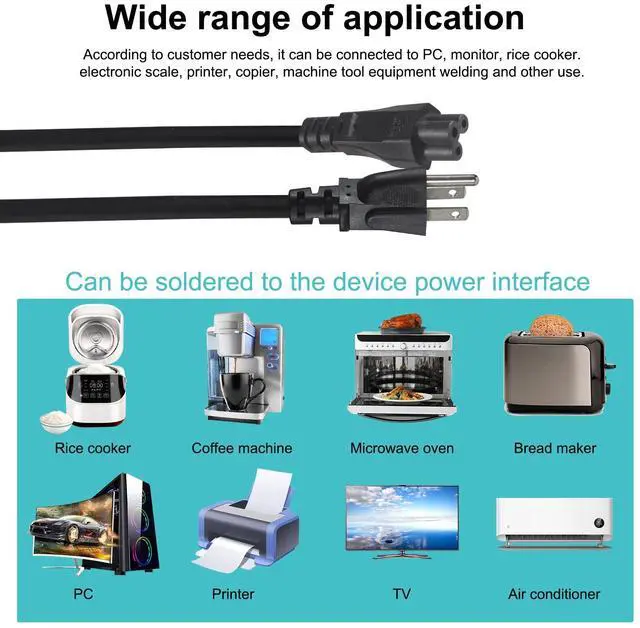 Alt view image 3 of 5 - C5 Power Cord Splitter 3FT, NEMA 5-15P to 2X IEC 60320 C5 Female, 1 to 2 Splitter Outlet Cloverleaf AC Power Cable, Y Splitter Cord for Laptop Chargers, Monitors, Printers & Projectors
