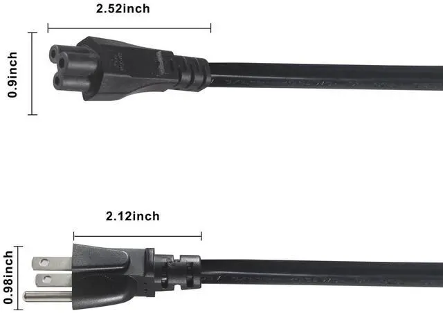 Alt view image 2 of 5 - C5 Power Cord Splitter 3FT, NEMA 5-15P to 2X IEC 60320 C5 Female, 1 to 2 Splitter Outlet Cloverleaf AC Power Cable, Y Splitter Cord for Laptop Chargers, Monitors, Printers & Projectors