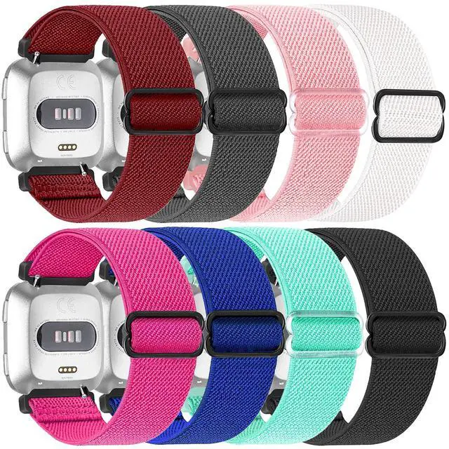 Main image of 8 Pack Nylon Replacement Band Compatible with Fitbit Versa 2 / Versa Bands for Women Men, Adjustable Stretchy Solo Loop Fabric Strap