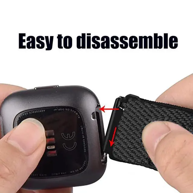 Alt view image 2 of 5 - 8 Pack Nylon Replacement Band Compatible with Fitbit Versa 2 / Versa Bands for Women Men, Adjustable Stretchy Solo Loop Fabric Strap