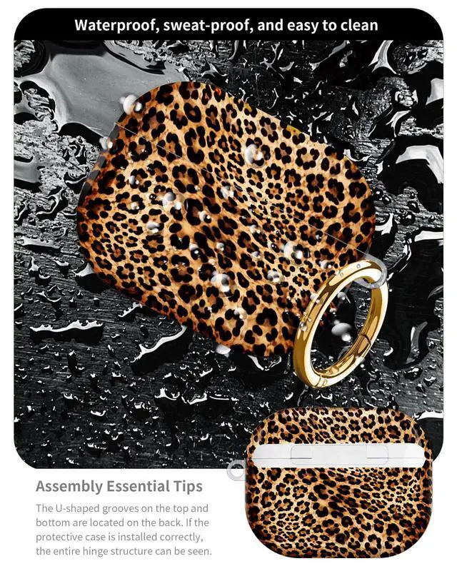 Alt view image 5 of 6 - Compatible with AirPod Pro 3 Case 2025,Shockproof Hard Protective Case,Wireless Charging Compatible, Trendy Elegant Design Cover for Women Men(Leopard Texture Background)