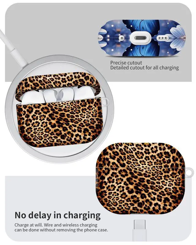 Alt view image 6 of 6 - Compatible with AirPod Pro 3 Case 2025,Shockproof Hard Protective Case,Wireless Charging Compatible, Trendy Elegant Design Cover for Women Men(Leopard Texture Background)