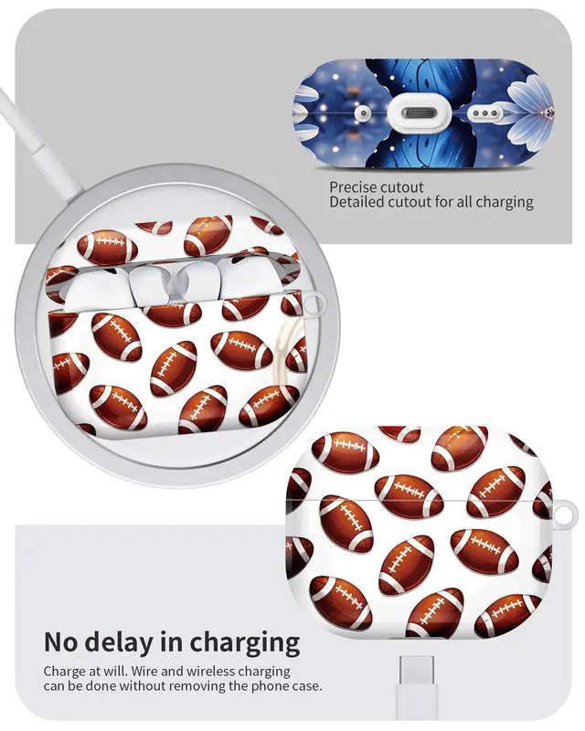 Alt view image 6 of 6 - Compatible with AirPod Pro 3 Case 2025,Shockproof Hard Protective Case,Wireless Charging Compatible, Trendy Elegant Design Cover for Women Men(American Football)