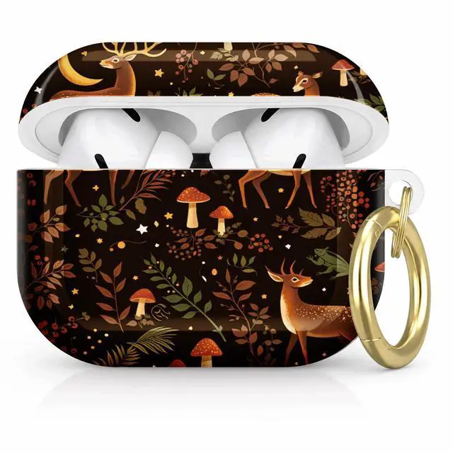Main image of Compatible with AirPod Pro 2nd/1st Generation Case Cover with Key Chain,Full Protective Shockproof Wireless Headphone Case for Airpod Pro 2023/2022/2019(Deer Mushrooms Leaves Berries Stars)