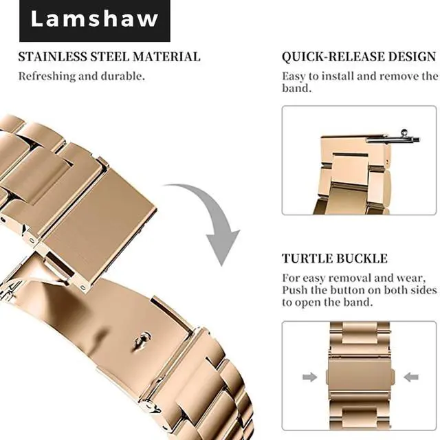 Alt view image 4 of 6 - Compatible with Cubitt Viva Pro Smart Watch Band, Quick Release Stainless Steel Metal Replacement Strap Bracelet Compatible for Cubitt Viva Pro, Viva, Aura Pro 2, 1 / Aura 2, 1 / Terra Smart Watch