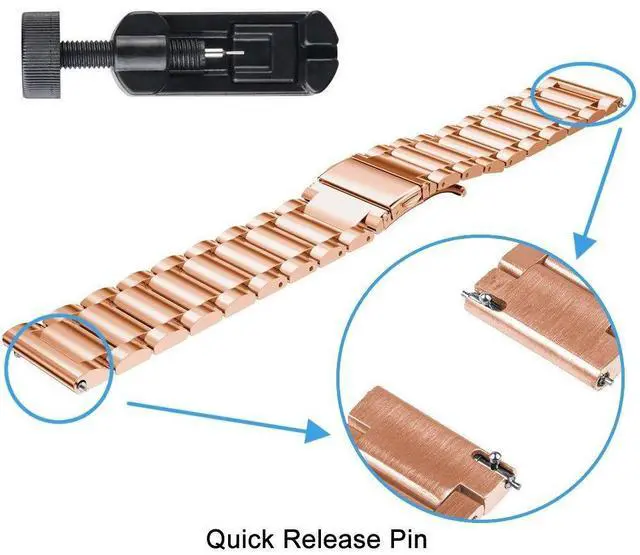 Alt view image 5 of 6 - Compatible with Cubitt Viva Pro Smart Watch Band, Quick Release Stainless Steel Metal Replacement Strap Bracelet Compatible for Cubitt Viva Pro, Viva, Aura Pro 2, 1 / Aura 2, 1 / Terra Smart Watch