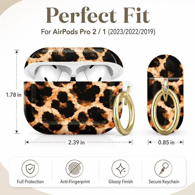 Alt view image 2 of 7 - Compatible with AirPod Pro 2nd/1st Generation Case Cover with Key Chain,Full Protective Shockproof Wireless Headphone Case for Airpod Pro 2023/2022/2019(Leopard Art)