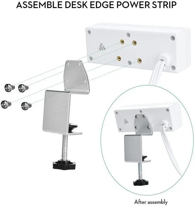 Alt view image 5 of 6 - Desk Clamp Power Strip with USB Ports Desktop Mounted Power Outlets Table Edge Power Charging Station 6.56 FT Extension Power Cord for Home Office Conference UL/ETL Certificated