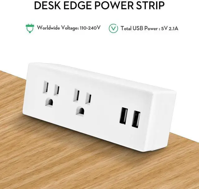 Alt view image 2 of 6 - Desk Clamp Power Strip with USB Ports Desktop Mounted Power Outlets Table Edge Power Charging Station 6.56 FT Extension Power Cord for Home Office Conference UL/ETL Certificated