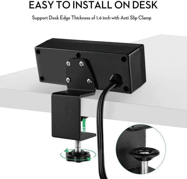Alt view image 3 of 6 - Desk Clamp Power Strip with USB Ports Desktop Mounted Power Outlets Table Edge Power Charging Station 6.56 FT Extension Power Cord for Home Office Conference UL/ETL Certificated