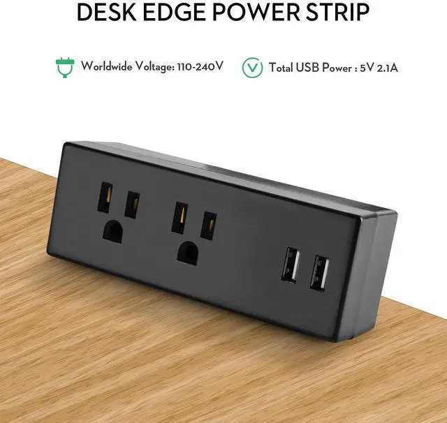 Alt view image 2 of 6 - Desk Clamp Power Strip with USB Ports Desktop Mounted Power Outlets Table Edge Power Charging Station 6.56 FT Extension Power Cord for Home Office Conference UL/ETL Certificated