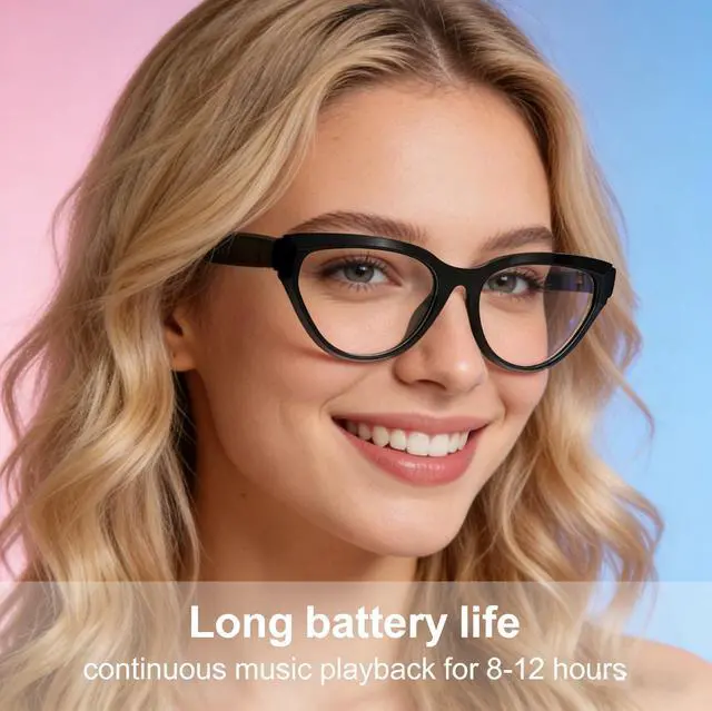 Alt view image 6 of 7 - Bluetooth Glasses Sunglasses for Men Women Smart Audio Glasses with Built-in Speakers and Mic UV Protection, Black Lens