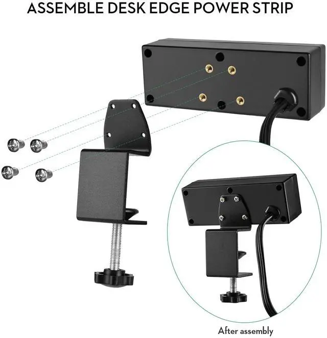 Alt view image 5 of 6 - Desk Clamp Power Strip with USB Ports Desktop Mounted Power Outlets Table Edge Power Charging Station 6.56 FT Extension Power Cord for Home Office Conference UL/ETL Certificated