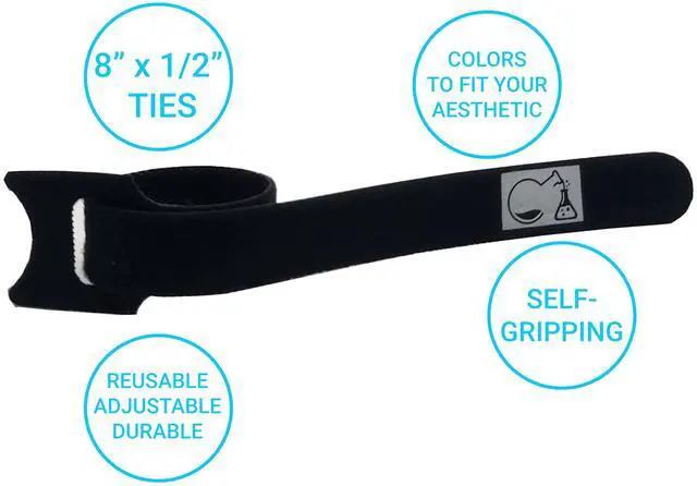 Alt view image 2 of 5 - CableLock Cable Ties - 50 Pack - 8 Inch Reusable Cord Organizers - Clean Cable Management for Gaming and Home Office (Black)