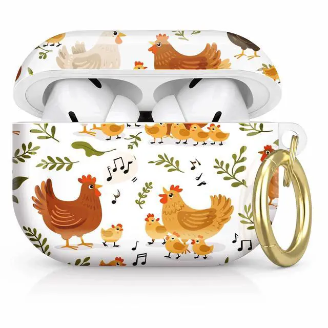 Main image of Compatible with AirPod Pro 2nd/1st Generation Case Cover with Key Chain,Full Protective Shockproof Wireless Headphone Case for Airpod Pro 2023/2022/2019(Chickens Chicks Leaves Music Notes)
