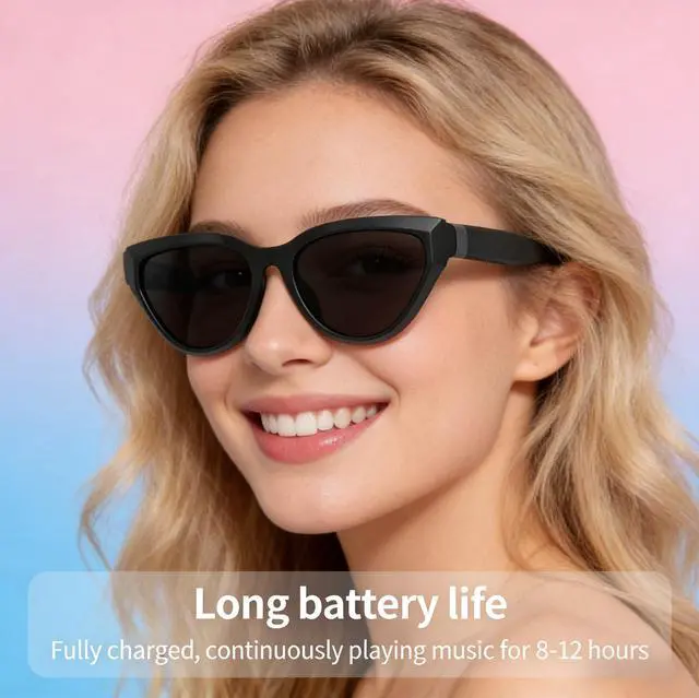 Alt view image 4 of 7 - Bluetooth Sunglasses Smart Glasses for Men Women, Black Lens | Smart Audio Glasses, Built-in Speakers and Mic, UV Protection